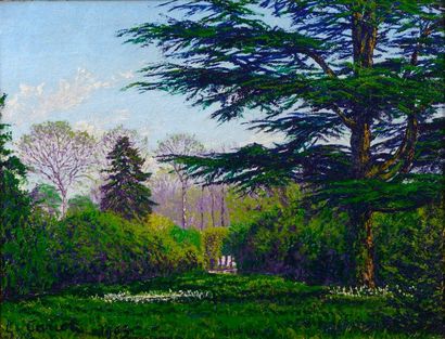 Gustave CARIOT (1872-1950) Gustave CARIOT (1872-1950), Grand cèdre dans le parc de...