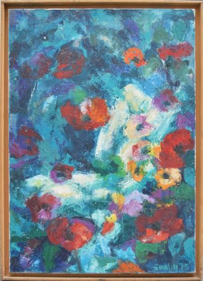 null Victor SPAHN (né en 1949), Les fleurs ont sommeil, huile sur toile titrée au...