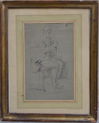 null Ecole FRANCAISE du XVIIIème, Portrait d'un gentilhomme, crayon sur papier bleuté,...