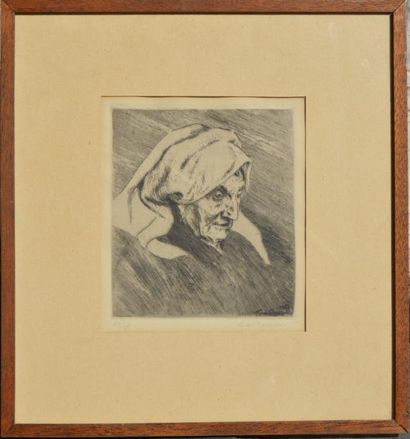 null André JACQUES (1880-?), ensemble de 5 eaux-fortes numérotées et signées : portrait...