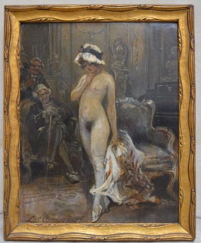 null Georges CONRAD (1874-1936), Femme nue dans un salon, huile sur panneau. 30 x...