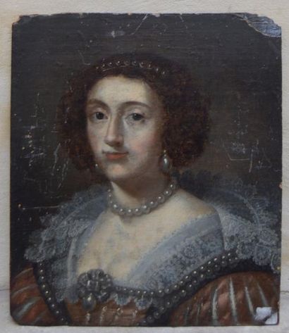 null Ecole ANGLAISE vers 1620, Portrait présumé d'Elisabeth Stuart, huile sur panneau....