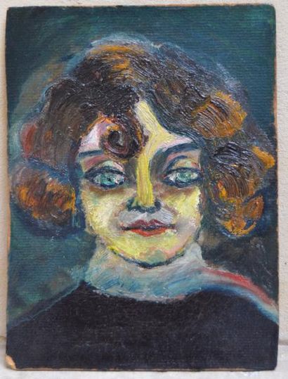 null D'après VAN DONGEN, Portrait de femme, huile sur panneau, marque à l'encre "Chagall"...