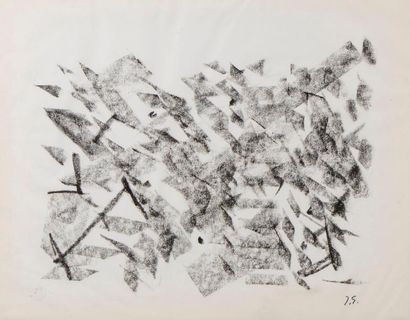 null Jacques GERMAIN (1915-2001), Composition abstraite, fusain. Monogrammé en bas...