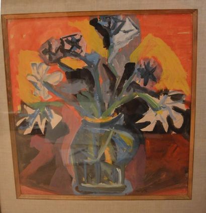 null Jean MARZELLE (1916-2005), Bouquet de fleurs, huile sur panneau. 35 x 35 cm...