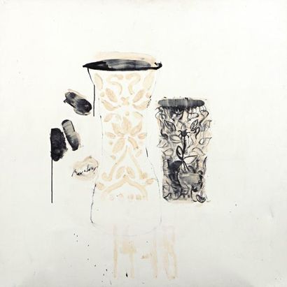 null Pierre FAUCHER (né en 1960), Composition aux vases, 1989, huile sur toile signée....