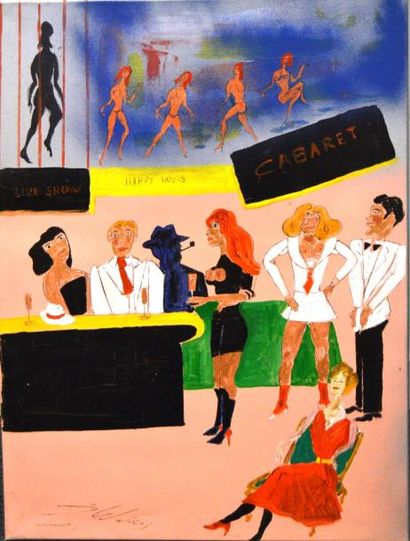 null Jean WALLIS (né en 1938), Cabaret, huile sur toile, signée en bas à gauche....