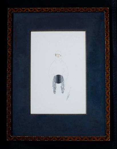 null ERTÉ, Romain de TIRTOFF dit (1892-1990), femme au manchon, dessin à l'encre,...
