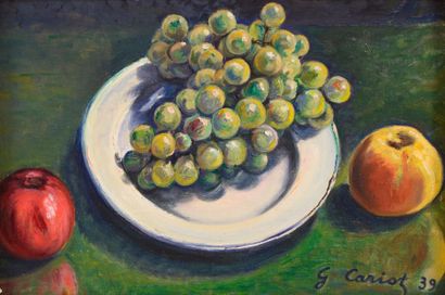 Gustave CARIOT (1872-1950) Gustave CARIOT (1872-1950), Etude de fruits, 1939, huile...