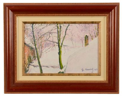 Gustave CARIOT (1872-1950) Gustave CARIOT (1872-1950), Paysage de neige, 1948, huile...
