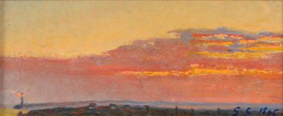 Gustave CARIOT (1872-1950) Gustave CARIOT (1872-1950), Etude de ciel sur la côte,...