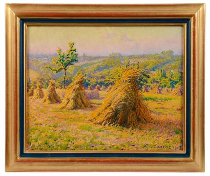 Gustave CARIOT (1872-1950) Gustave CARIOT (1872-1950), Gerbes de blé, 1913, huile...