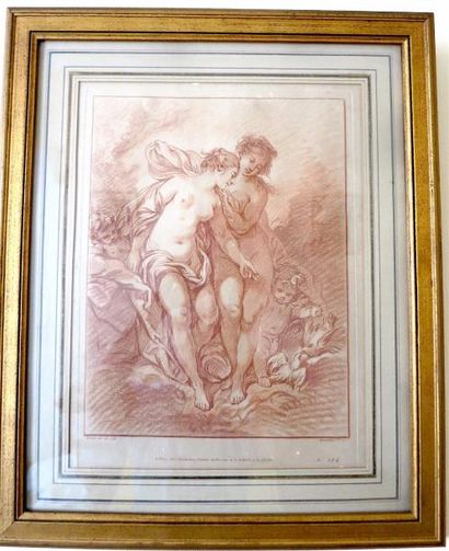 null D'après BOUCHER par Demarteau (XVIII ème), Vénus et l'Amour, estampe.