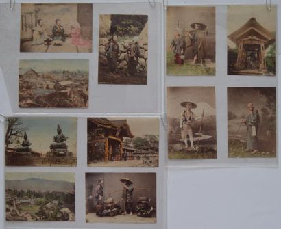 null ANONYME fin XIX, Japon, tremblement de terre de Nagoya 1891, paysages et portraits,...