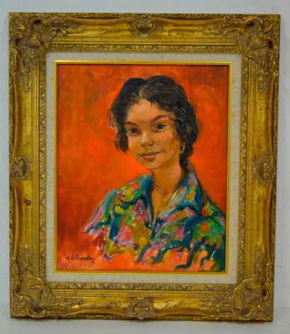 null K. LIBOWITZ ? (XX-XXI ème), Portrait de jeune fille, huile sur toile signée....
