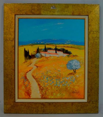 null Ray POIRIER (né en 1938), Symphonie Provençale, huile sur toile signée. 55 x...