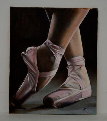 null François MERCIER (XX-XXI ème), Chaussons de danse, 2006, huile sur toile signée....