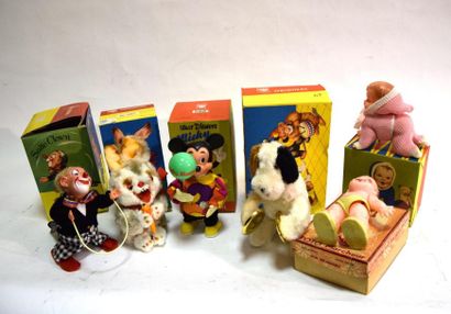 null Lot de jouets mécaniques WESTERN GERMANY : chien – lapin – clown – MICKEY et...