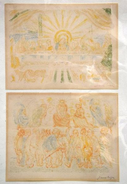 null James ENSOR (1860-1949), La Cène, Ecce Homo, deux lithographies. 18 x 23 cm....