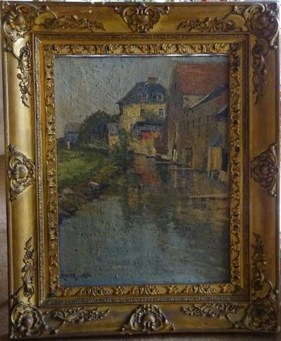 null Jules Louis RAME (1855-1927), Un coin de rivière à saint Pierre sur Dives, Huile...