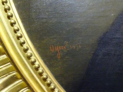 null OGIER (XIX ème), Portrait de femme au médaillon, Huile sur toile signée et datée...