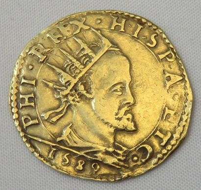 null ITALIE. Milan. PHILIPPE II (1556-1598). Doppia. 1589. (Fr. 716). Or. 6,51 g....