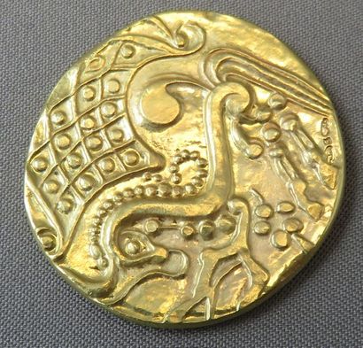 null Médaille "La Gauloise" en or 18k, frappée à la Monnaie de Paris. Poinçon de...