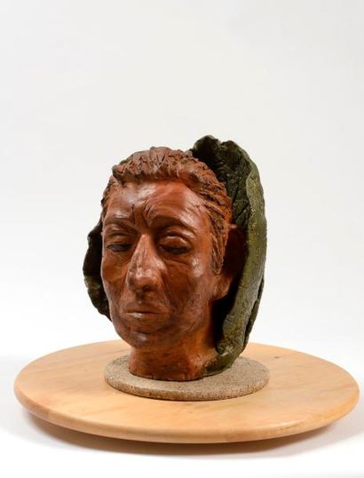 null Catherine HIDRIO (née en 1957), Tête de Serge Gainsbourg, sculpture en terre...