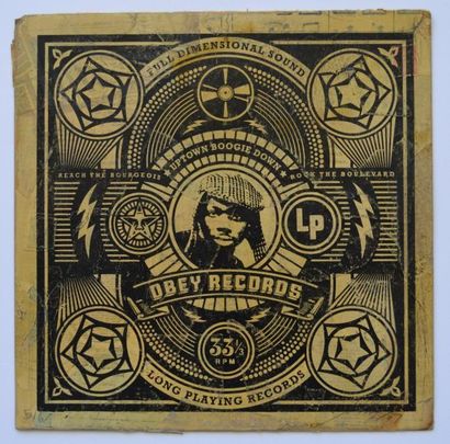 null Shepard FAIREY (né en 1970), Uptown Boogie Down - Obey Records, encre sur collage...