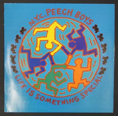 null KEITH HARING. NYC Peech Boys "Life is something special". Impression sur pochette...
