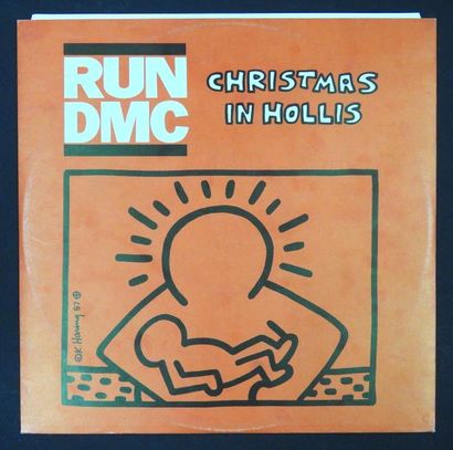 null KEITH HARING. RUN-D.M.C "Christmas in Hollis". Impression sur pochette disque....