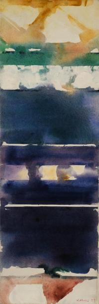 null Paul KALLOS (1928-2001), Horizons vert-bleu-violet, 1989, acrylique sur toile...