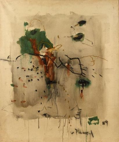 null Vincente PIMENTEL (né en 1947), Composition, 1989, technique mixte sur toile....