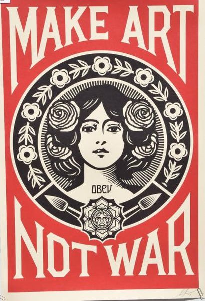 null Shepard FAIREY (né en 1970), Make art no war, sérigraphie signée et datée 2017....