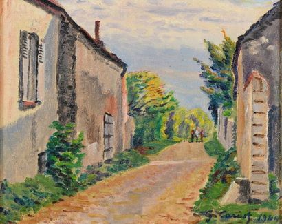 Gustave CARIOT (1872-1950) Gustave CARIOT (1872-1950), Rue de village, 1944, huile...