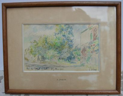 null Jules JOETS (1884-1959), Rue de soleil à Esch-s-Alzette, aquarelle signée et...