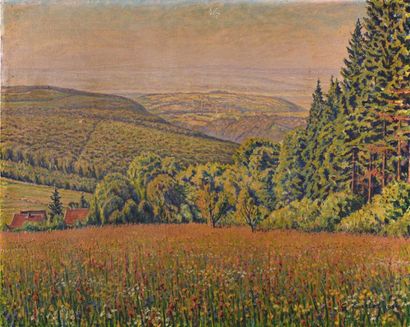 Gustave CARIOT (1872-1950) Gustave CARIOT (1872-1950), Paysage de Rhénanie aux champs...