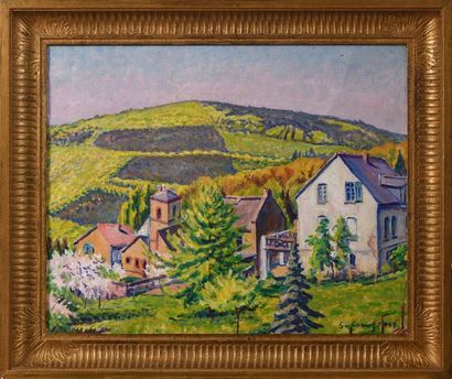 null Gustave CARIOT (1872-1950), Vue de village en Allemagne, 1948, huile sur toile...