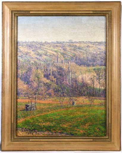 null Gustave CARIOT (1872-1950), Paysage au tas de bois, 1904, huile sur toile signée...