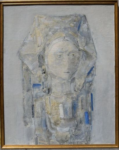 null Svetlin ROUSSEV (né en 1933), Femme à la coiffe en buste, huile sur isorel....