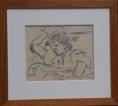 null Jacques MAJORELLE (1886-1962), Portrait, dessin à la mine de plomb, signé à...