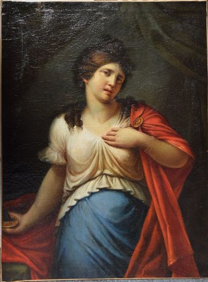 null Ecole FRANCAISE vers 1800, Lucrèce, huile sur toile. 101,5 x 76 cm. (petites...