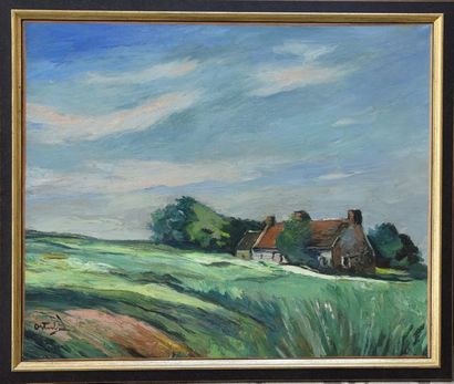 null Anders OSTERLIND (1887-1960), Paysge breton, 1951, huile sur toie signée en...