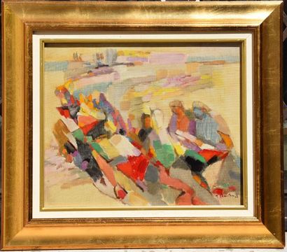 null Jean CHEVOLLEAU (1924-1996), L'effort, 1962, huile sur toile signée en bas à...