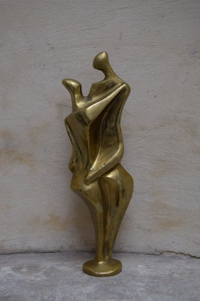 null Ecole MODERNE, Couple, bronze patiné. Haut.: 25 cm.