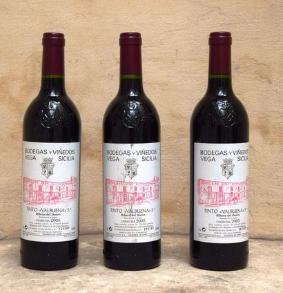 null 3 bouteilles RIBERA DEL DUERO "Tinto Valbuena 5.°", Vega Sicilia 2005 (1 tachée)...