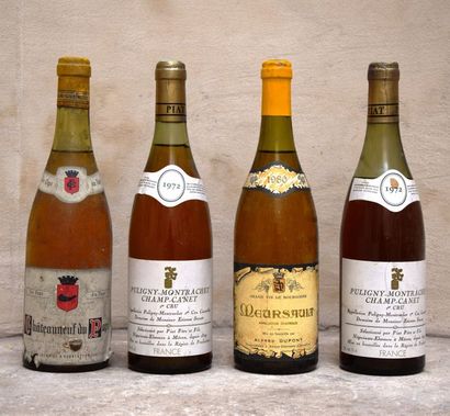 null 4 bouteilles VINS BLANCS DIVERS (1 Meursault Dupont 1980, 2 Puligny Champ Canet...