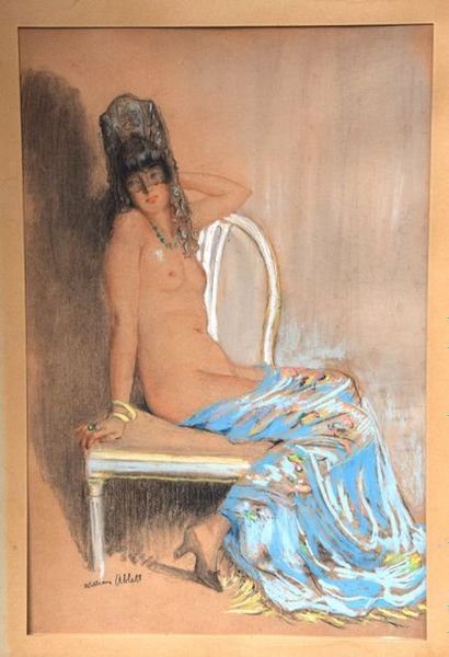 null William Albert ABLETT (1877-1936), l'Espagnole, fusain et crayons de couleurs,...