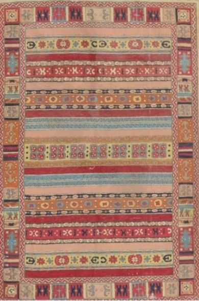 null KILIM turc à décor de bandes et rayures polychromes. Vers 1970. 180 x 125 cm....