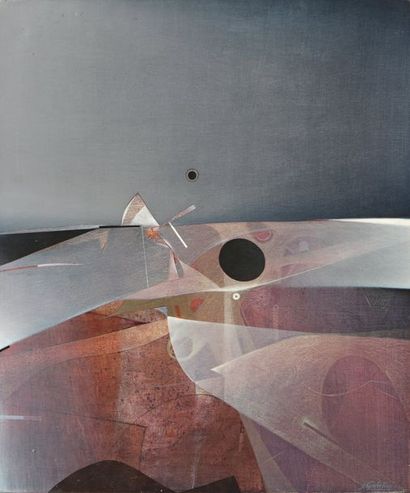 null Jean GUBELLINI (né en 1930), Composition abstraite, huile sur Toile. 47 x 56...